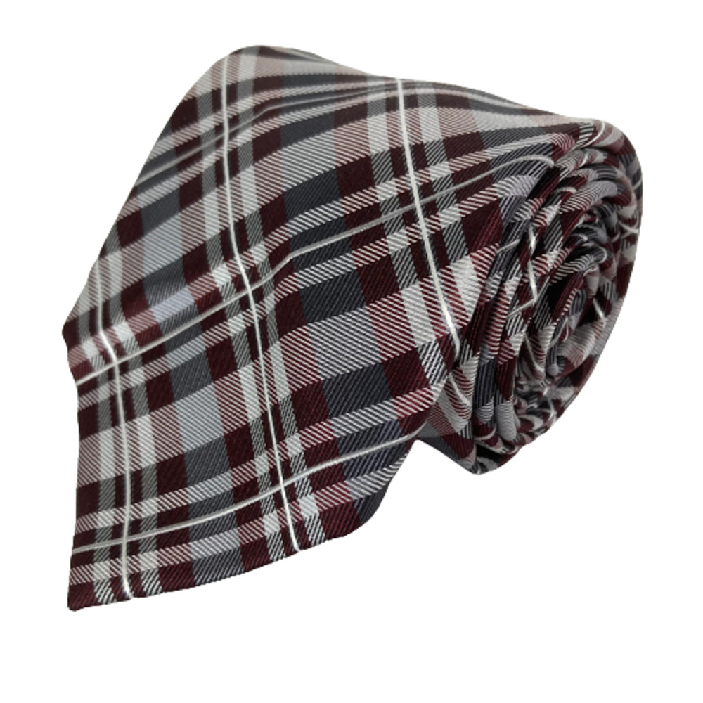 Pronto Uomo Couture Tie Mens Black Gray Plaid Silk Handmade Long Pointed‎